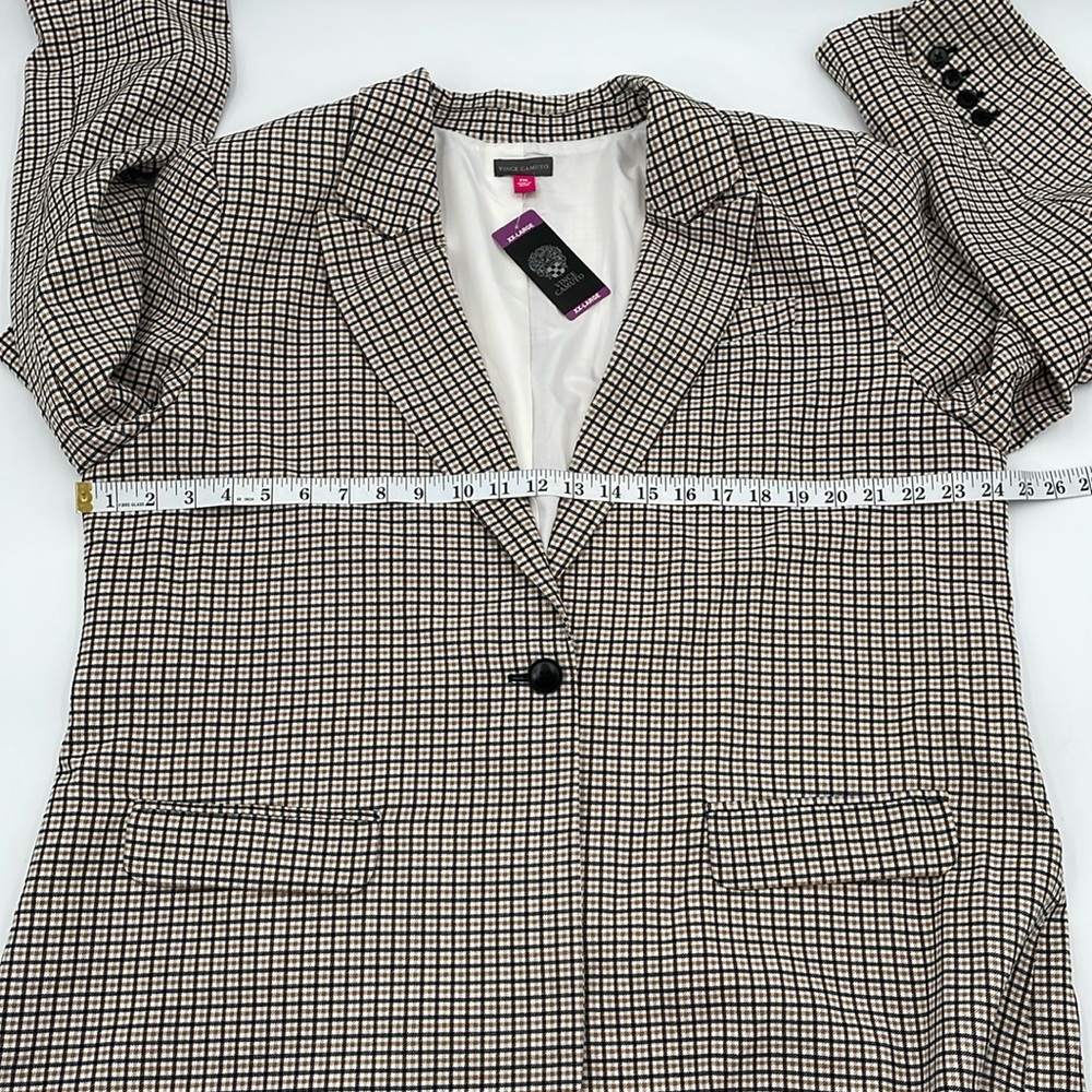 Vince‎ Camuto Plaid One Button Lined Blazer Faux Pockets Lightweight - Picture 15 of 15